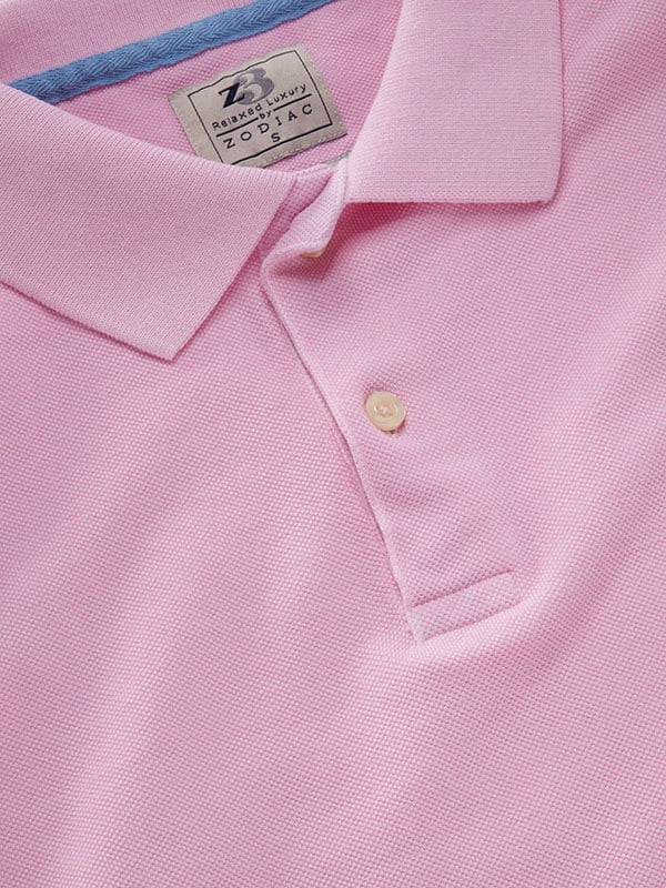 z3 Polo Garment Dyed Pink Solid Tailored Fit Casual Cotton T-Shirt