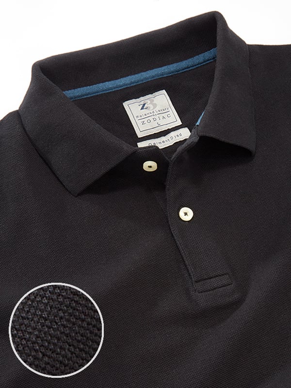 z3 Polo Garment Dyed Black Solid Tailored Fit Casual Cotton T-Shirt
