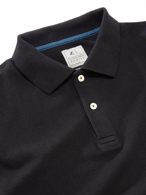 z3 Polo Garment Dyed Black Solid Tailored Fit Casual Cotton T-Shirt