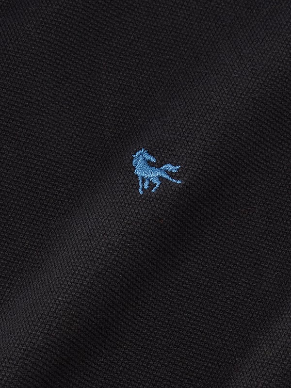 z3 Polo Garment Dyed Black Solid Tailored Fit Casual Cotton T-Shirt