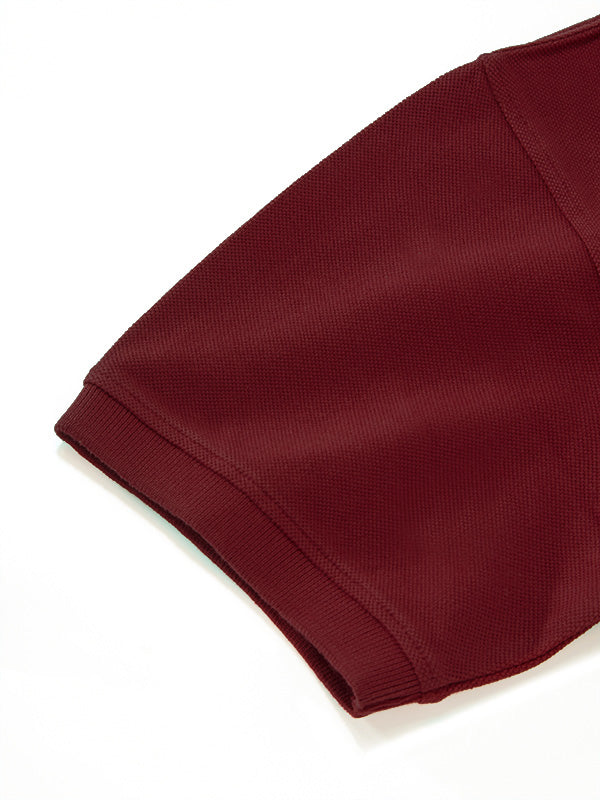 Z3 Polo Garment Dyed Maroon Solid Tailored Fit Casual Cotton T-Shirt