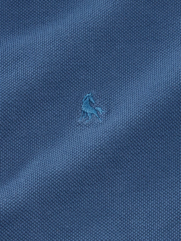 z3 Polo Garment Dyed Navy Solid Tailored Fit Casual Cotton T-Shirt