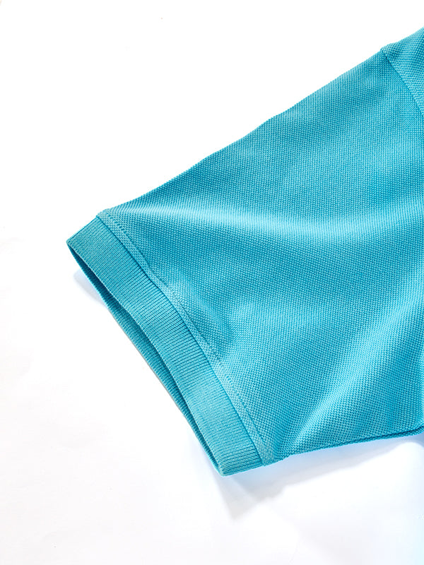 z3 Polo Garment Dyed Turquoise Solid Tailored Fit Casual Cotton T-Shirt