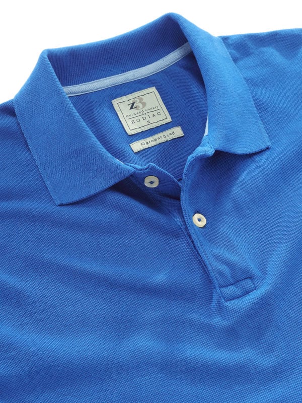z3 Polo Garment Dyed Cobalt Solid Tailored Fit Casual Cotton T-Shirt