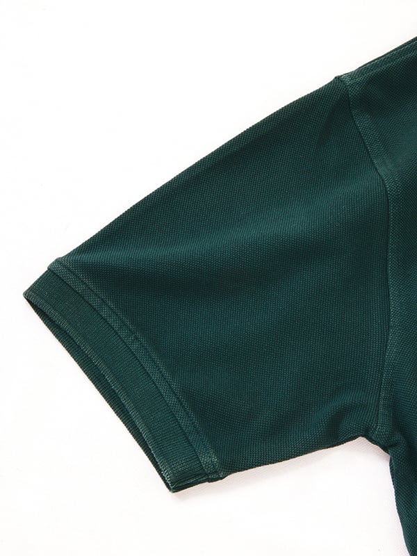 z3 Polo Garment Dyed Green Solid Tailored Fit Casual Cotton T-Shirt