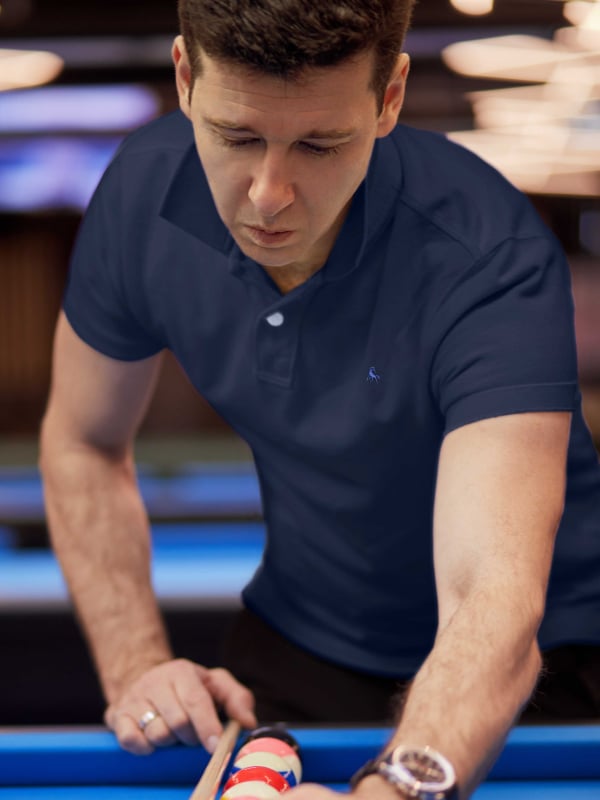 z3 Polo Garment Dyed Navy Solid Tailored Fit Casual Cotton T-Shirt