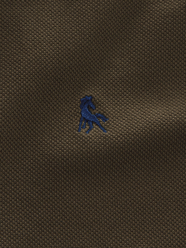 z3 Polo Garment Dyed Brown Solid Tailored Fit Casual Cotton T-Shirt