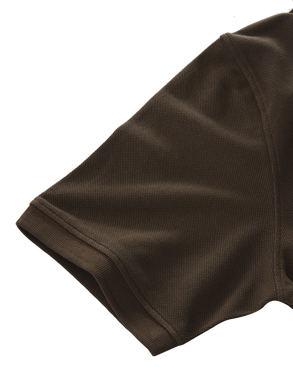 z3 Polo Garment Dyed Brown Solid Tailored Fit Casual Cotton T-Shirt