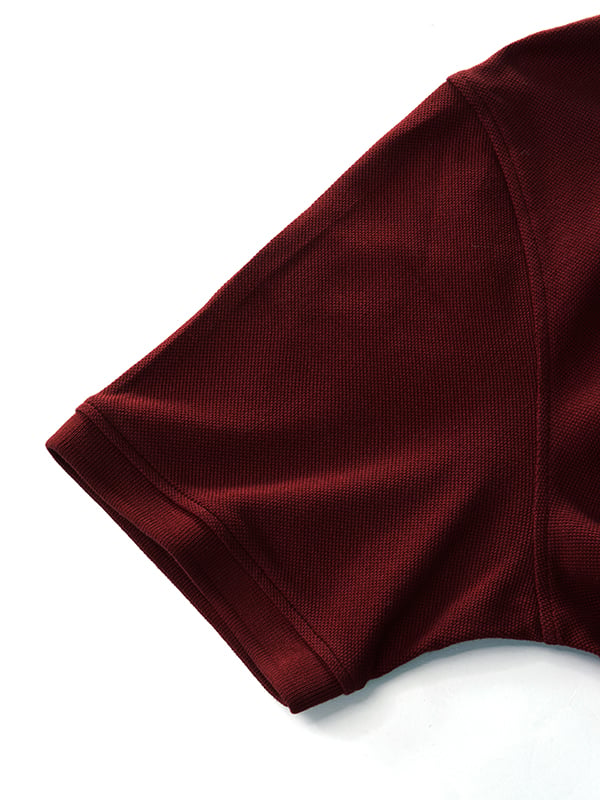z3 Polo Garment Dyed Maroon Solid Tailored Fit Casual Cotton T-Shirt