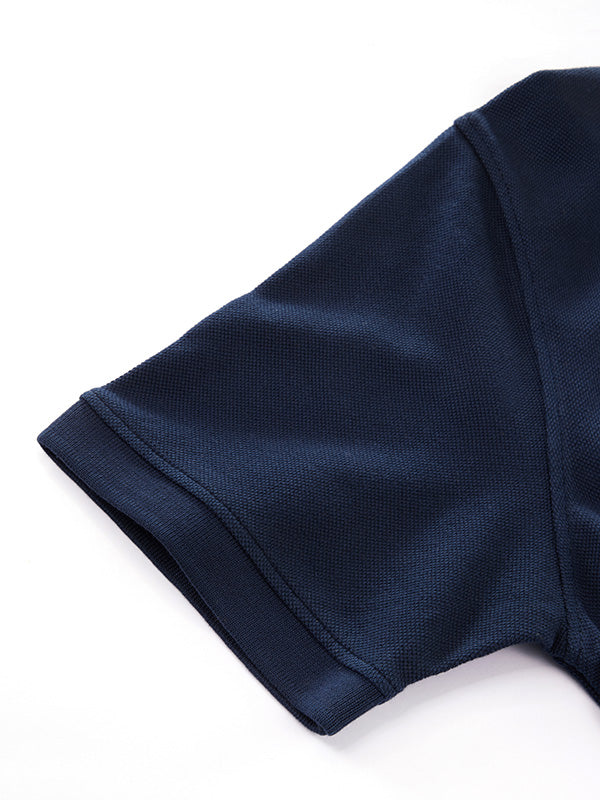 z3 Polo Garment Dyed Navy Solid Tailored Fit Casual Cotton T-Shirt