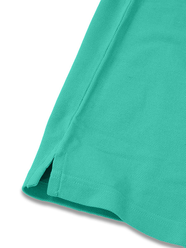 z3 Polo Garment Dyed Sea Green Solid Tailored Fit Casual Cotton T-Shirt