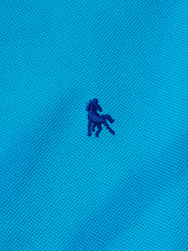 z3 Polo Garment Dyed Turquoise Solid Tailored Fit Casual Cotton T-Shirt