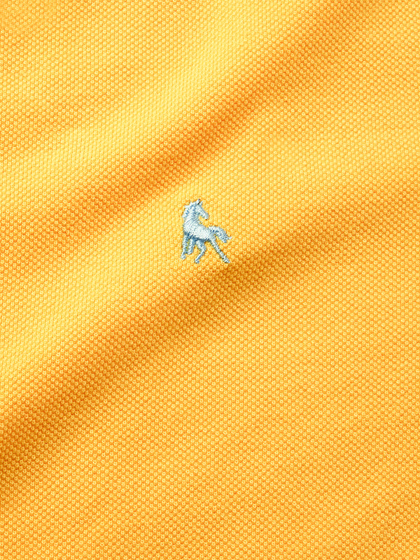 z3 Polo Garment Dyed Yellow Solid Tailored Fit Casual Cotton T-Shirt