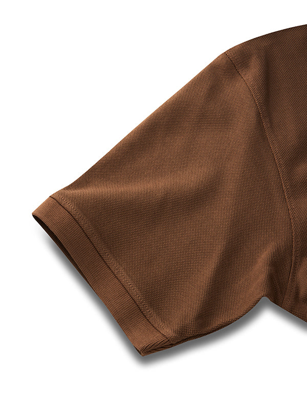 z3 Polo Garment Dyed Brown Solid Tailored Fit Casual Cotton T-Shirt