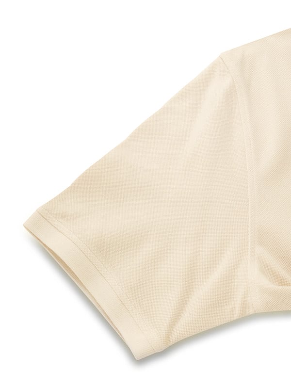 z3 Polo Garment Dyed Cream Solid Tailored Fit Casual Cotton T-Shirt