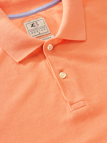 z3 Polo Garment Dyed Orange Solid Tailored Fit Casual Cotton T-Shirt