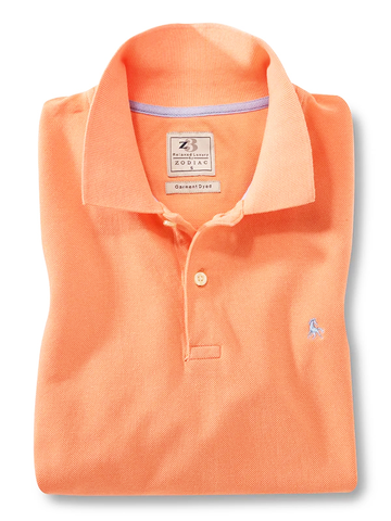 z3 Polo Garment Dyed Orange Solid Tailored Fit Casual Cotton T-Shirt