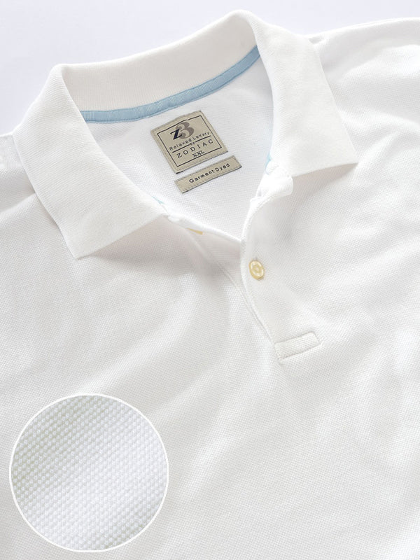 Z3 Polo Garment Dyed White Solid Tailored Fit Casual Cotton T-Shirt