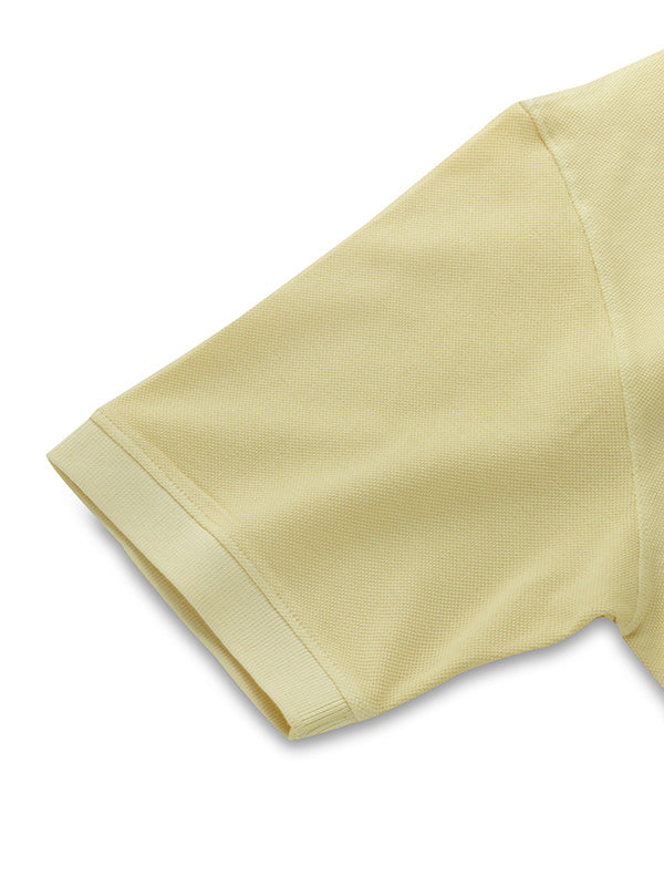 z3 Polo Garment Dyed Yellow Solid Tailored Fit Casual Cotton T-Shirt