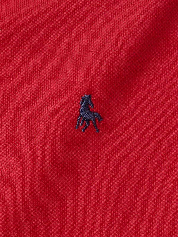 z3 Polo Garment Dyed Red Solid Tailored Fit Casual Cotton T-Shirt