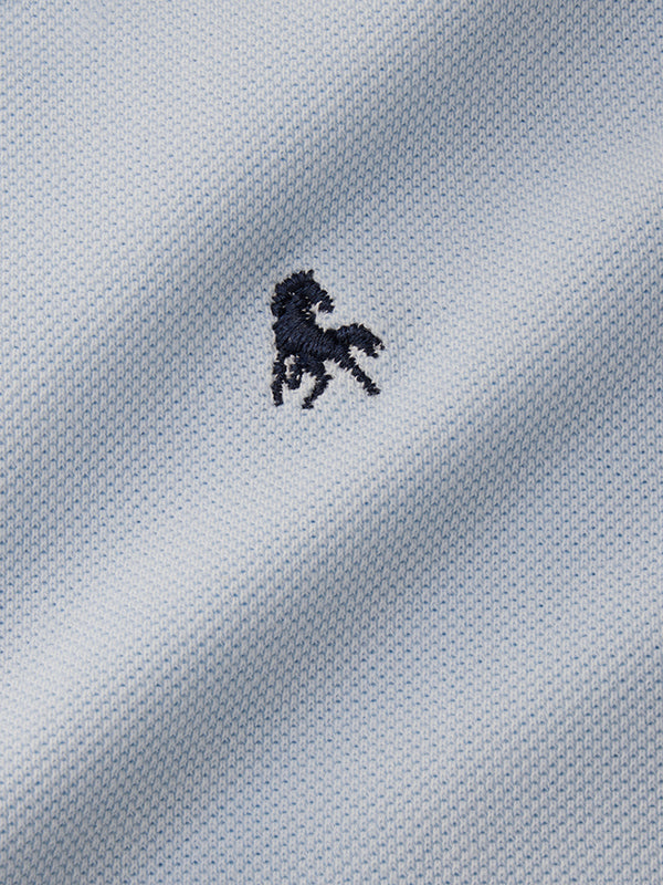 z3 Polo Garment Dyed Sky Solid Tailored Fit Casual Cotton T-Shirt