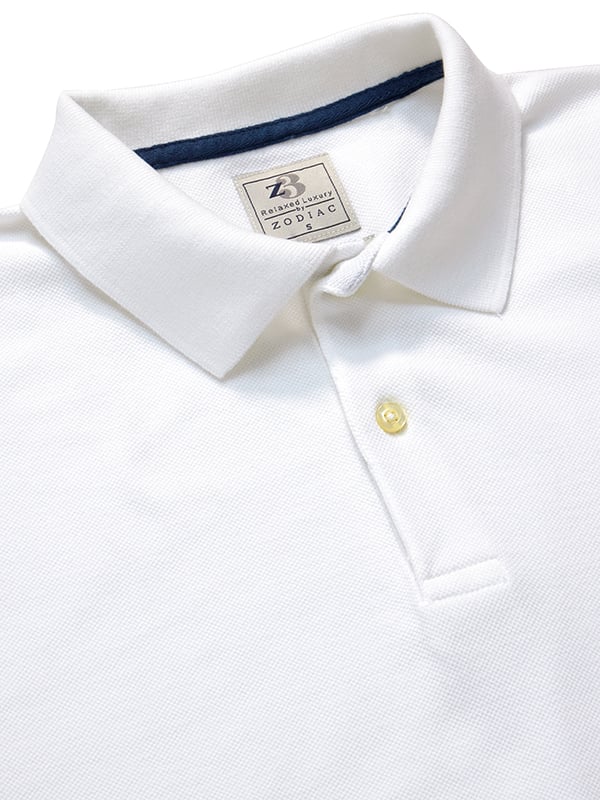 z3 Polo Garment Dyed White Solid Tailored Fit Casual Cotton T-Shirt