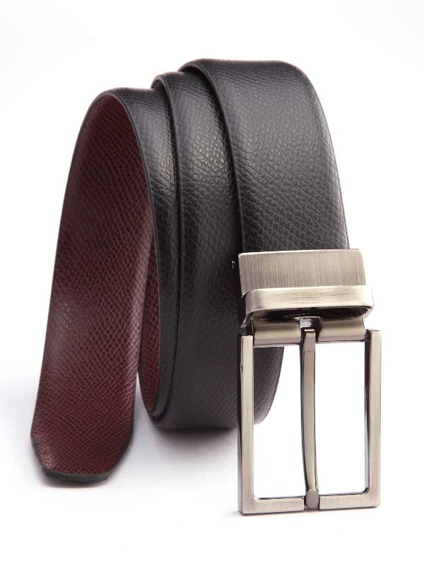 Solid Black/ Brown Reversible Leather Belt