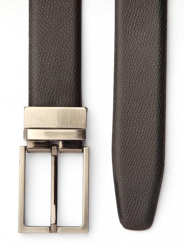 Solid Black/ Brown Reversible Leather Belt