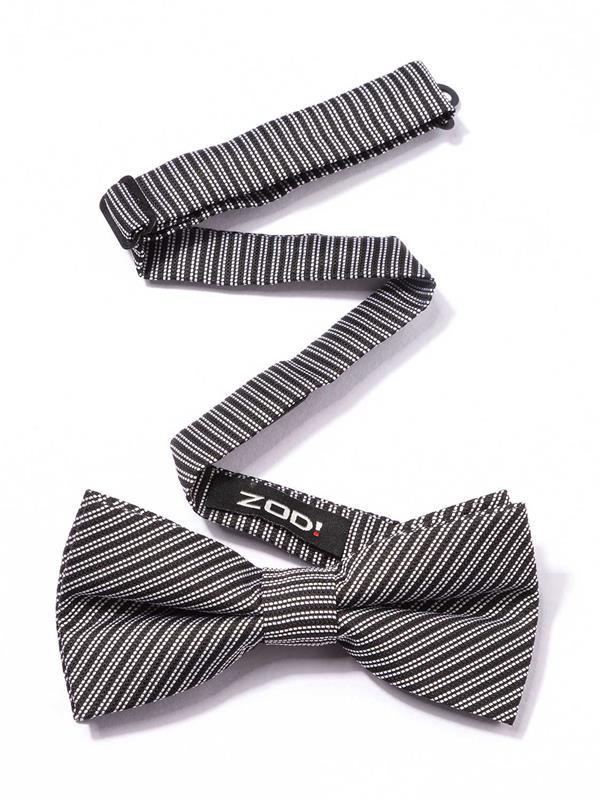 ZOD! Stripe Black/ White Microfibre Bow Tie