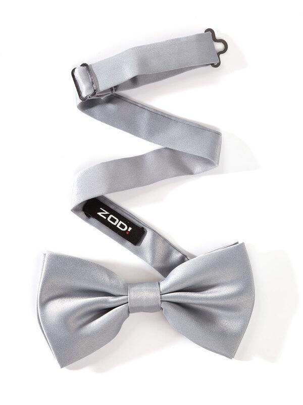 ZOD! Plain Silver Microfibre Bow Tie