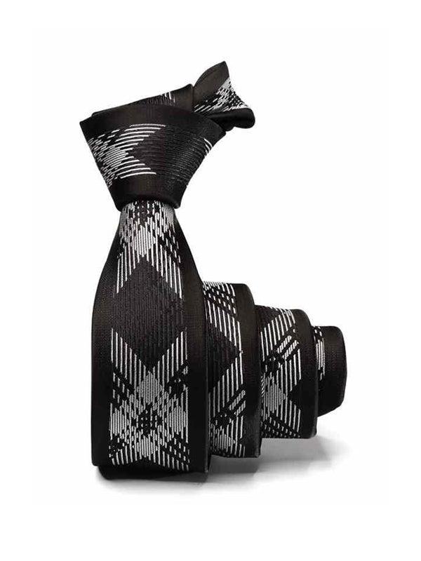 ZOD! Check Dark Grey Microfibre Tie