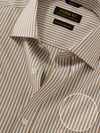 Antonello Beige Striped Full Sleeve Single Cuff Classic Fit Classic Formal Two Ply Mercerized Cotton Shirt