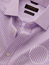 Antonello Lilac Striped Full Sleeve Single Cuff Classic Fit Classic Formal Two Ply Mercerized Cotton Shirt