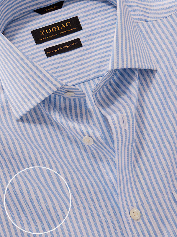 Antonello Sky Striped Full Sleeve Single Cuff Classic Fit Classic Formal Two Ply Mercerized Cotton Shirt