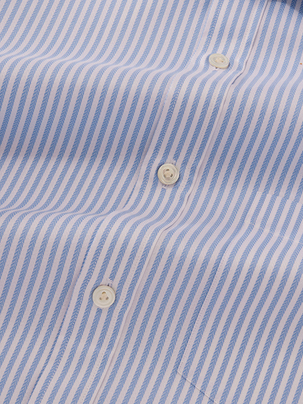 Antonello Sky Striped Full Sleeve Single Cuff Classic Fit Classic Formal Two Ply Mercerized Cotton Shirt