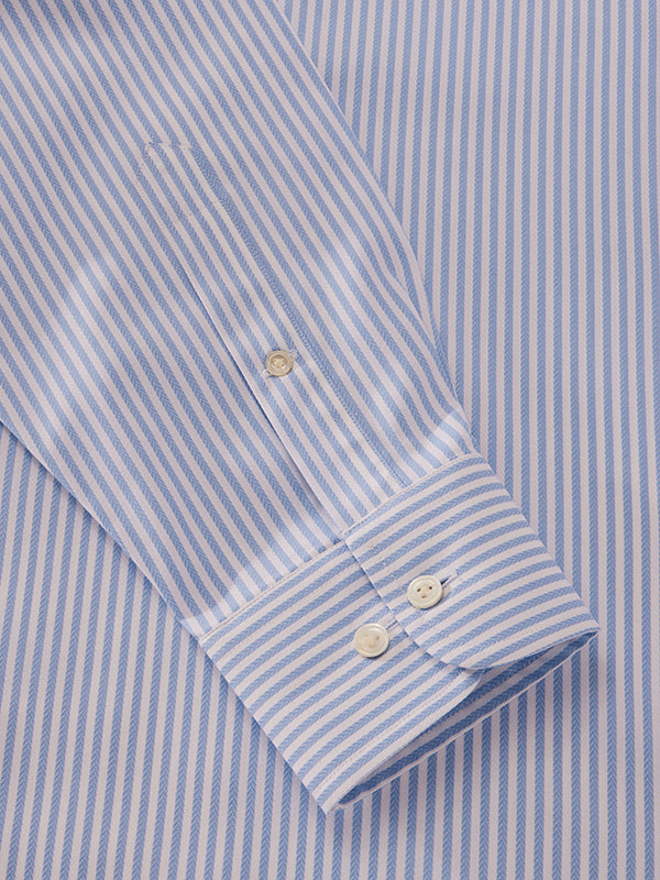 Antonello Sky Striped Full Sleeve Single Cuff Classic Fit Classic Formal Two Ply Mercerized Cotton Shirt
