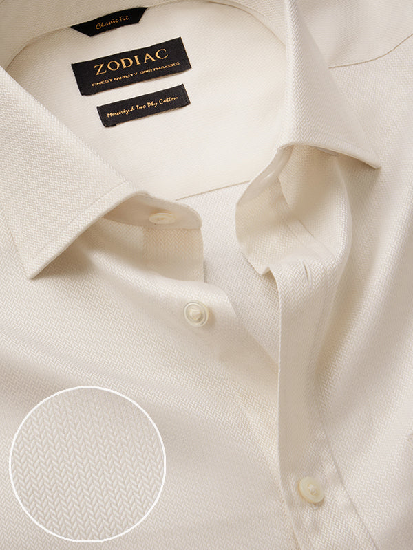 Antonello Cream Solid Full Sleeve Single Cuff Classic Fit Classic Formal Two Ply Mercerized Cotton Shirt