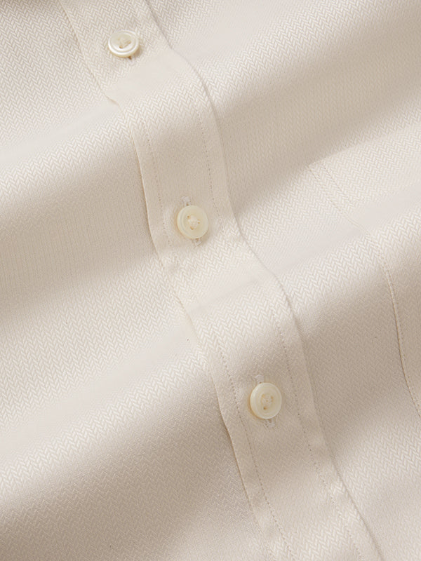 Antonello Cream Solid Full Sleeve Single Cuff Classic Fit Classic Formal Two Ply Mercerized Cotton Shirt