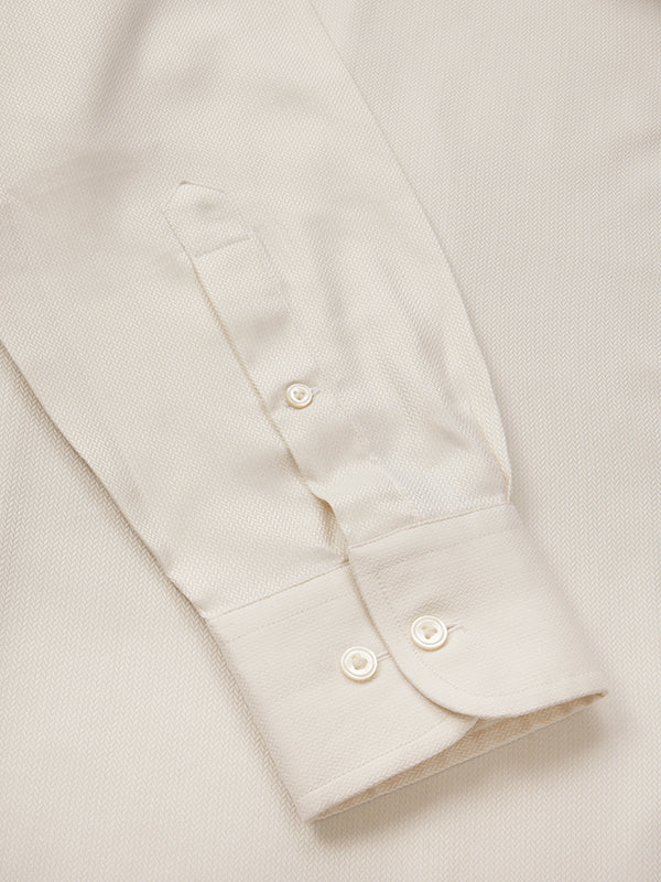 Antonello Cream Solid Full Sleeve Single Cuff Classic Fit Classic Formal Two Ply Mercerized Cotton Shirt