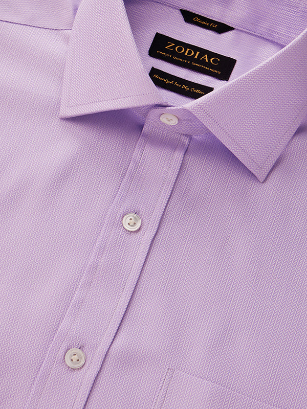 Antonello Lilac Solid Full Sleeve Single Cuff Classic Fit Classic Formal Two Ply Mercerized Cotton Shirt