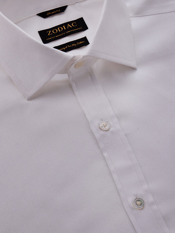 Antonello White Solid Full Sleeve Single Cuff Classic Fit Classic Formal Two Ply Mercerized Cotton Shirt