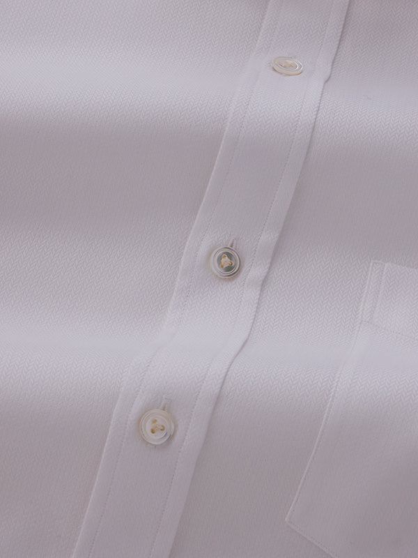 Antonello White Solid Full Sleeve Single Cuff Classic Fit Classic Formal Two Ply Mercerized Cotton Shirt