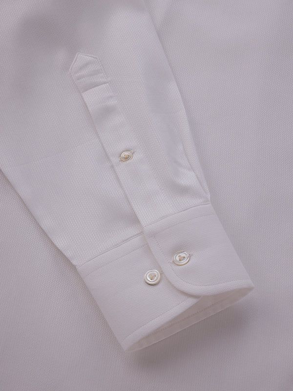 Antonello White Solid Full Sleeve Single Cuff Classic Fit Classic Formal Two Ply Mercerized Cotton Shirt