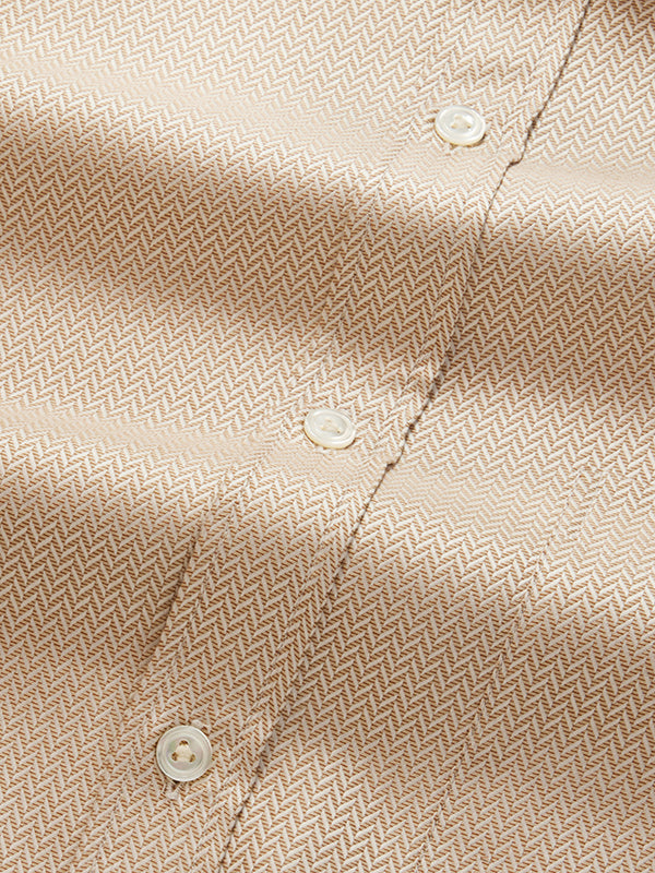 Antonello Beige Solid Full Sleeve Single Cuff Classic Fit Classic Formal Two Ply Mercerized Cotton Shirt
