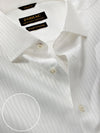 Antonello White Striped Full Sleeve Single Cuff Tailored Fit Classic Formal Two Ply Mercerized Cotton Shirt