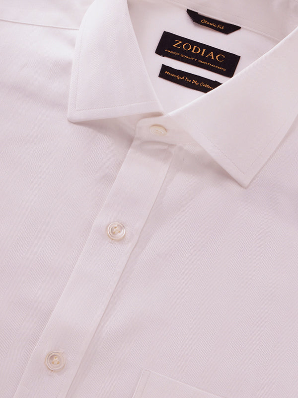 Antonello White Solid Full Sleeve Double Cuff Classic Fit Classic Formal Two Ply Mercerized Cotton Shirt