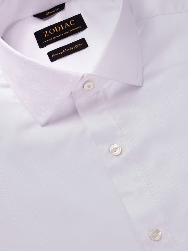 Antonello White Solid Full Sleeve Single Cuff Classic Fit Classic Formal Two Ply Mercerized Cotton Shirt