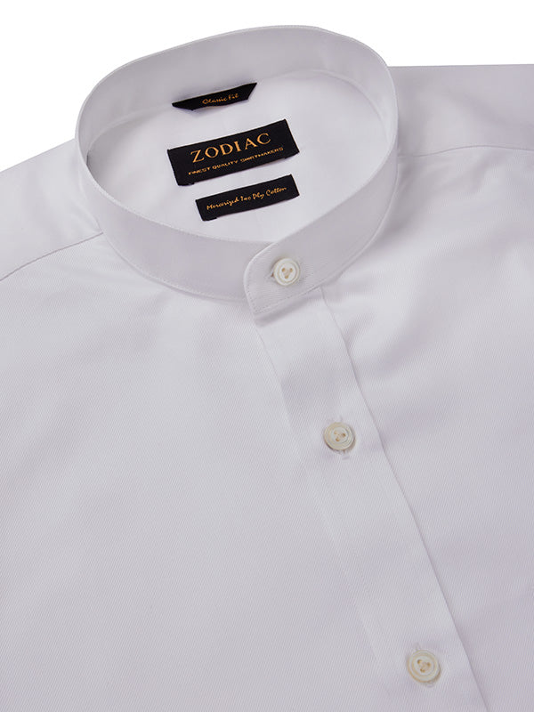 Antonello White Solid Full Sleeve Single Cuff Classic Fit Semi Formal Two Ply Mercerized Cotton Shirt