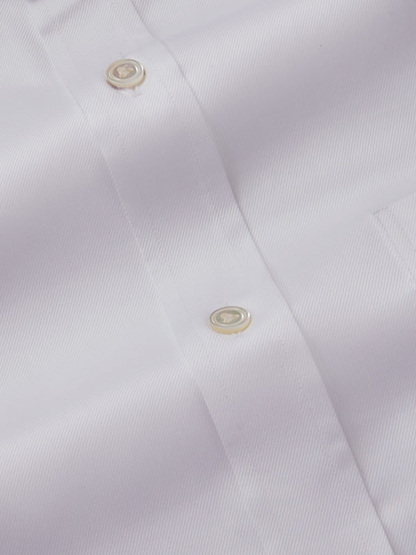 Antonello White Solid Full Sleeve Single Cuff Classic Fit Semi Formal Two Ply Mercerized Cotton Shirt