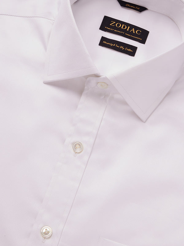 Antonello White Solid Full Sleeve Single Cuff Classic Fit Classic Formal Two Ply Mercerized Cotton Shirt